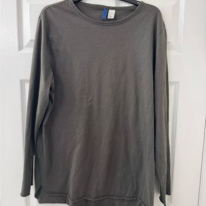 H&M oversized distressed olive green long sleeve